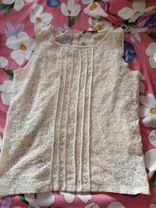 Cream Colour Net Top