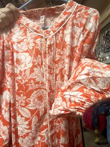 Cotton Up And Down Patter Floral Print Maxi Dress
