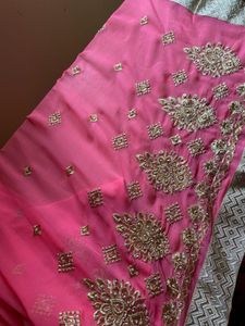 💕Peach Embellished Saree with Blouse 💕