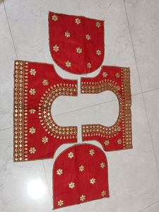 Red Gota Patti Blouse Piece Unstitched