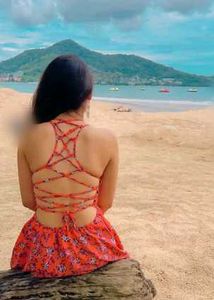 Orange Floral Print Lace up back Crepe Dress