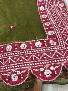 Elegant Olive Green Saree
