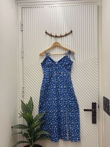 Blue Floral Midi Dress