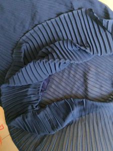Blue Pleated Maxi Dress