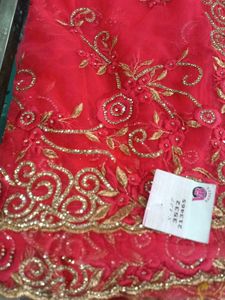 Red Embroidered Saree