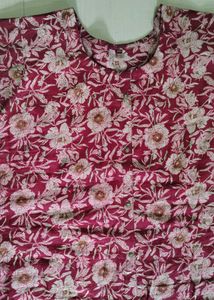 Floral Print Kurta Maroon