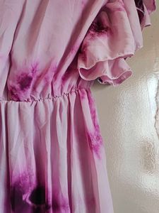 Women Lavender Tie And Dye Dress Of Size L