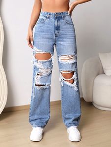 Ripped Wide-Leg Jeans