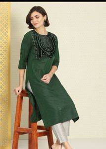 House of Pataudi Festive Green Kurta