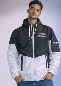 Stylish Two-Tone Hooded Jacket, XL size