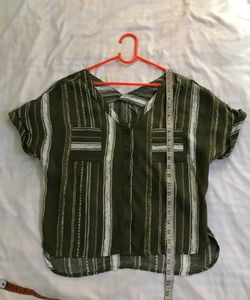 Striped Olive Green Top