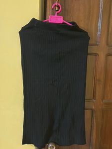 Black Ribbed Knit Skirt