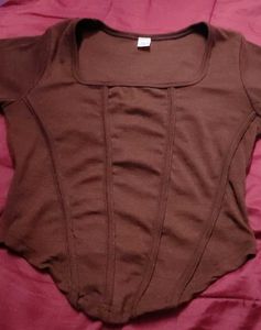 Ribbed Brown Xs Top Fitting