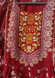 Red Kurta Top With Dupatta