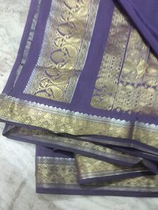 Purple Saree with Gold Border