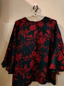Floral Print Bell Sleeve Top