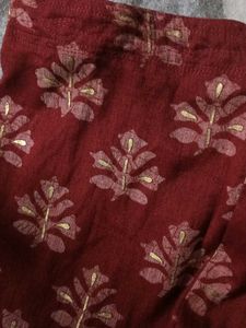 Maroon Printed Kurti Set