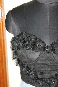 3D Flower Black Corset With Beads