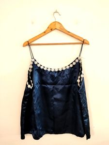 Satin Blue Night Suit Set (Women)