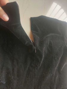 Korean Style Elegant Black Velvet Mini Dress