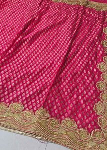 Gorgeous Pink Embroidered Saree with Blouse