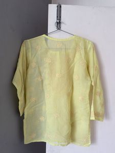 Yellow Embroidered Tunic Top
