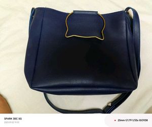 Blue Rhinestone Embellished Satchel