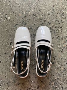 White Slingback Flats