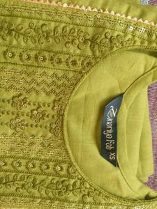 Green Embroidered Kurta Set