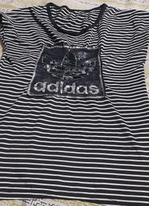 Striped Adidas Tee with Sequins