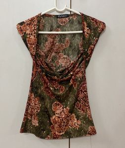 Vintage Pinko Floral Sequin Top