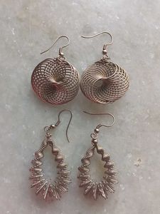 Stylish Silver-Tone Dangle Earrings Set