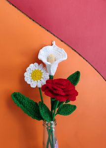 Crochet Daisy, Calla Lily And Rose Flowers