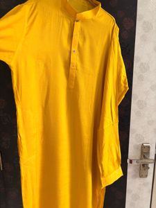 Yellow Mandarin Collar Kurta