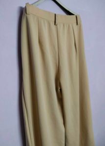Beige Wide Leg Trousers | Korean Pants