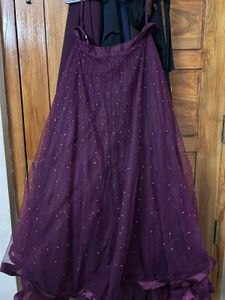 Elegant Wine &amp; Gold Embellished Dress