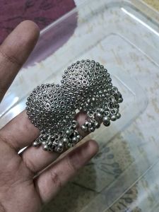 Oxidized Silver Jhumkas