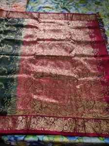 Green And Maroon Pure Silk Saree