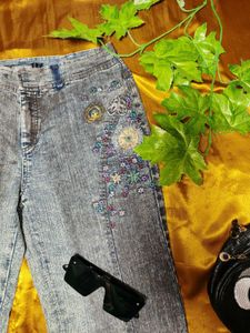 Embroidered Denim Jeans