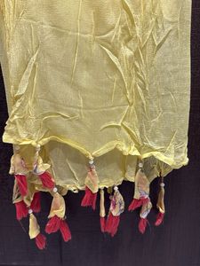 Yellow Dupatta with Tassels