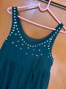 Citrine Green Miroor Work Georgette Kurta Set