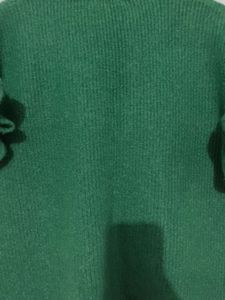 Green Ruffle Sleeve Knit Top