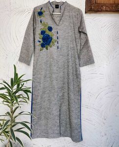 💙🩶 Khadi Look Embroidered Kurta