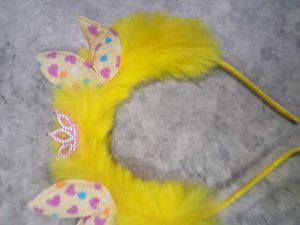 Yellow Feather Headband with Crown