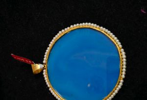 Radha Krishna Hand Painted Semi Precious Pendant
