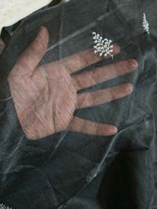 Elegant Black Saree with embroidery