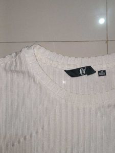White Ribbed Knit Top