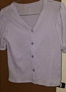 Lilac Textured Button-Down Top