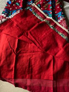 Women’s RED Embroidered Party Wear 3 Piece Kurta