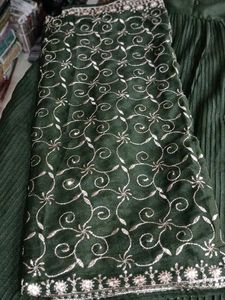 Elegant Olive Green Embroidered Dress